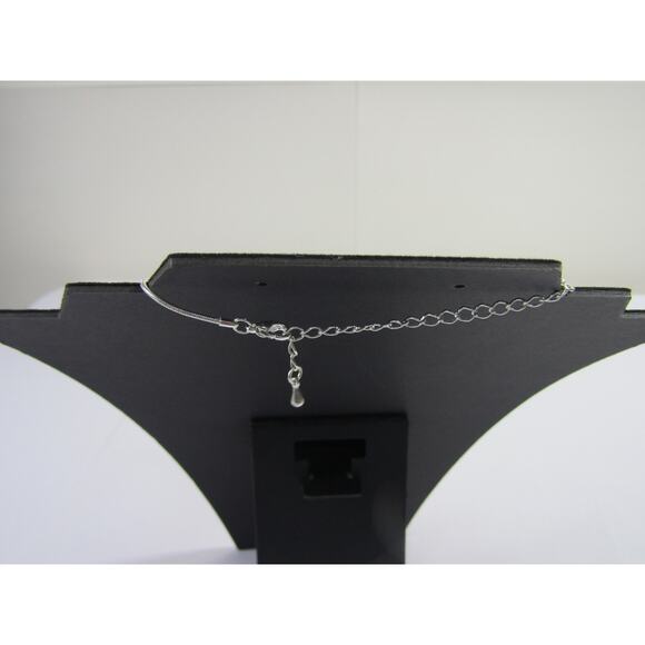 Silver Tone Oval Stud Drop Necklace 22" Minimalist Neutral Boho Cottagecore - Picture 4 of 5